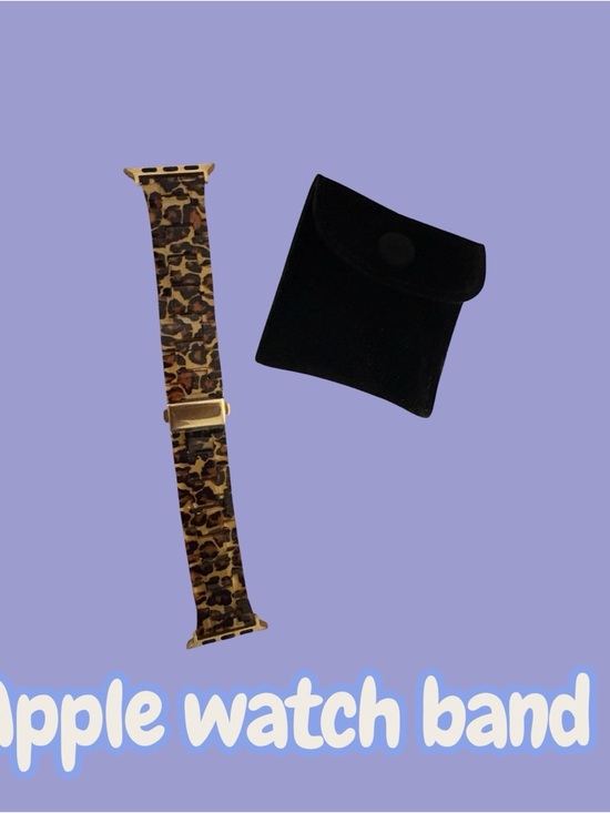 Apple Accessories - Apple Leopard Print Watch Band with Gold Hardware and Black Pouch